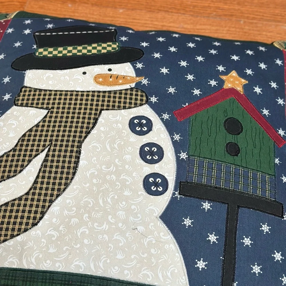 Festive Snowman Holiday decorative Throw Pillow 17” X 15.5” Approx